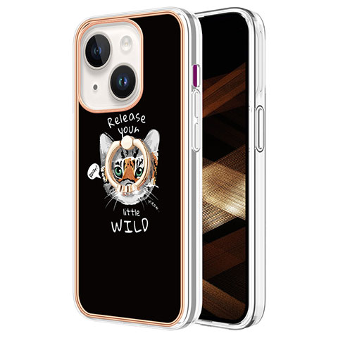 Funda Silicona Gel Goma Patron de Moda Carcasa con Anillo de dedo Soporte Y02B para Apple iPhone 14 Multicolor