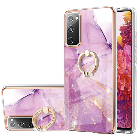 Funda Silicona Gel Goma Patron de Moda Carcasa con Anillo de dedo Soporte Y05B para Samsung Galaxy S20 Lite 5G Purpura Claro