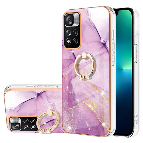 Funda Silicona Gel Goma Patron de Moda Carcasa con Anillo de dedo Soporte Y05B para Xiaomi Redmi Note 11 Pro+ Plus 5G Purpura Claro