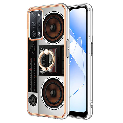 Funda Silicona Gel Goma Patron de Moda Carcasa con Anillo de dedo Soporte YB2 para Oppo A55 5G Vistoso