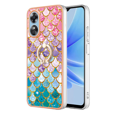 Funda Silicona Gel Goma Patron de Moda Carcasa con Anillo de dedo Soporte YB3 para Oppo A17 Vistoso