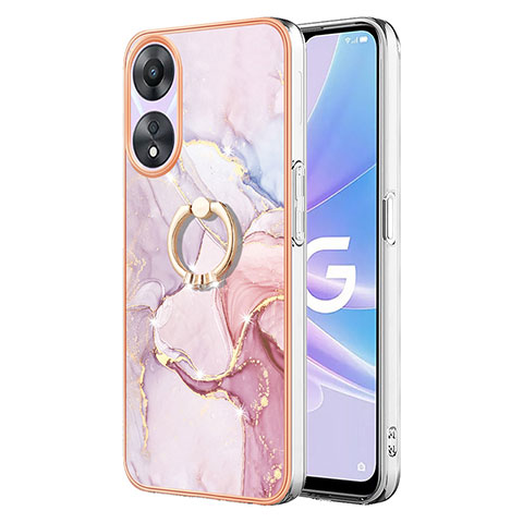 Funda Silicona Gel Goma Patron de Moda Carcasa con Anillo de dedo Soporte YB5 para Oppo A58 5G Purpura Claro