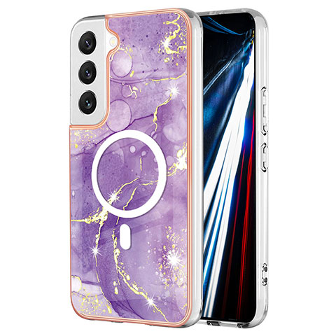 Funda Silicona Gel Goma Patron de Moda Carcasa con Mag-Safe Magnetic para Samsung Galaxy S22 Plus 5G Morado