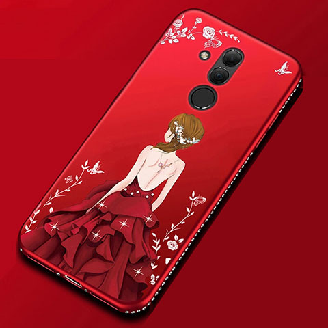 Funda Silicona Gel Goma Patron de Moda Carcasa para Huawei Mate 20 Lite Rojo
