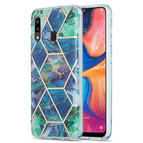 Funda Silicona Gel Goma Patron de Moda Carcasa Y01B para Samsung Galaxy A20 Verde Noche