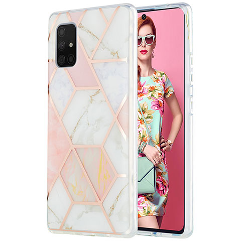 Funda Silicona Gel Goma Patron de Moda Carcasa Y01B para Samsung Galaxy A71 5G Rosa