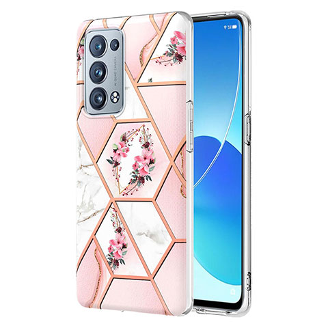 Funda Silicona Gel Goma Patron de Moda Carcasa Y02B para Oppo Reno6 Pro 5G Rosa