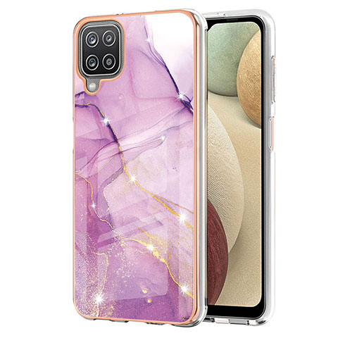 Funda Silicona Gel Goma Patron de Moda Carcasa Y05B para Samsung Galaxy F12 Purpura Claro