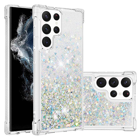 Funda Silicona Gel Goma Patron de Moda Carcasa Y06B para Samsung Galaxy S21 Ultra 5G Plata