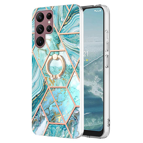 Funda Silicona Gel Goma Patron de Moda Carcasa Y13B para Samsung Galaxy S21 Ultra 5G Cian