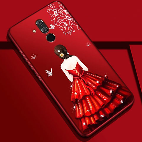 Funda Silicona Gel Goma Vestido de Novia Carcasa H03 para Huawei Mate 20 Lite Rojo