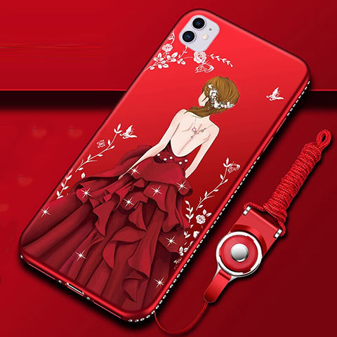 Funda Silicona Gel Goma Vestido de Novia Carcasa M01 para Apple iPhone 11 Rojo