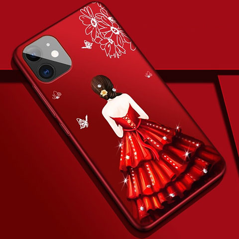 Funda Silicona Gel Goma Vestido de Novia Carcasa M02 para Apple iPhone 11 Rojo