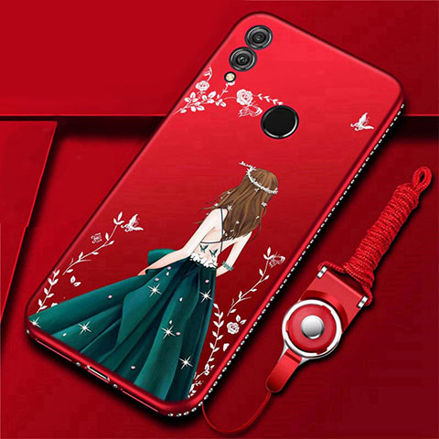 Funda Silicona Gel Goma Vestido de Novia Carcasa para Huawei Honor 10 Lite Rojo Rosa