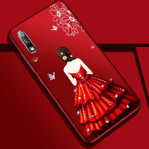 Funda Silicona Gel Goma Vestido de Novia Carcasa para Huawei Honor 9X Rojo