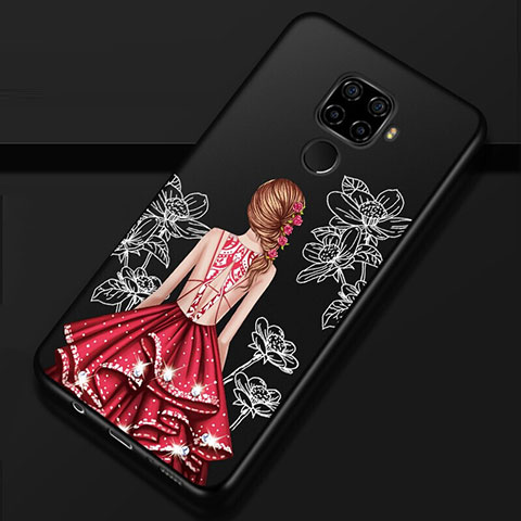 Funda Silicona Gel Goma Vestido de Novia Carcasa para Huawei Mate 30 Lite Rojo y Negro