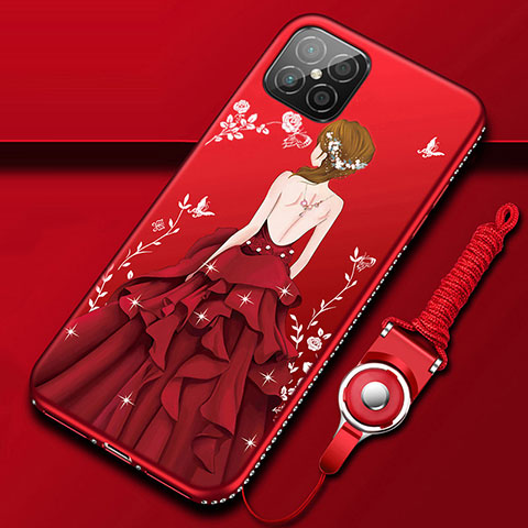 Funda Silicona Gel Goma Vestido de Novia Carcasa para Huawei Nova 8 SE 5G Rojo