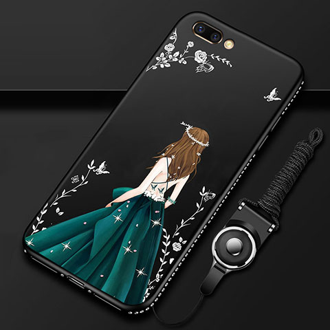 Funda Silicona Gel Goma Vestido de Novia Carcasa para Oppo A12e Negro