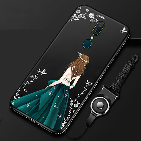 Funda Silicona Gel Goma Vestido de Novia Carcasa para Oppo A9X Negro