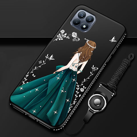 Funda Silicona Gel Goma Vestido de Novia Carcasa para Oppo Reno4 SE 5G Negro