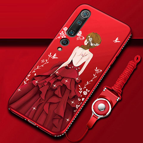 Funda Silicona Gel Goma Vestido de Novia Carcasa para Xiaomi Mi 10 Rojo