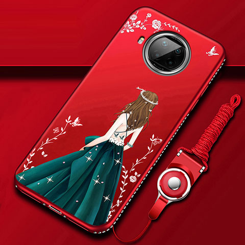 Funda Silicona Gel Goma Vestido de Novia Carcasa para Xiaomi Mi 10T Lite 5G Rojo Rosa