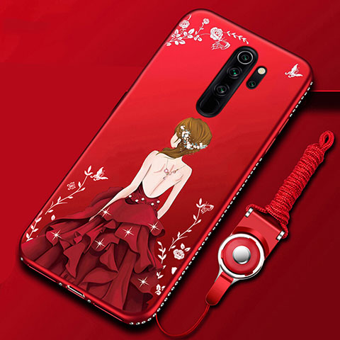 Funda Silicona Gel Goma Vestido de Novia Carcasa para Xiaomi Redmi Note 8 Pro Rojo