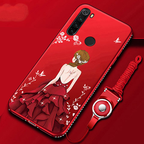 Funda Silicona Gel Goma Vestido de Novia Carcasa para Xiaomi Redmi Note 8T Rojo