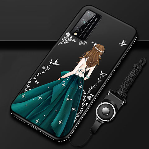 Funda Silicona Gel Goma Vestido de Novia Carcasa S01 para Huawei Honor Play4T Pro Verde