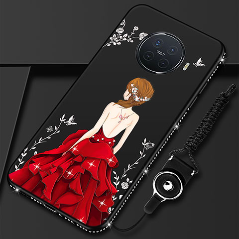 Funda Silicona Gel Goma Vestido de Novia Carcasa S01 para Oppo Ace2 Rojo y Negro