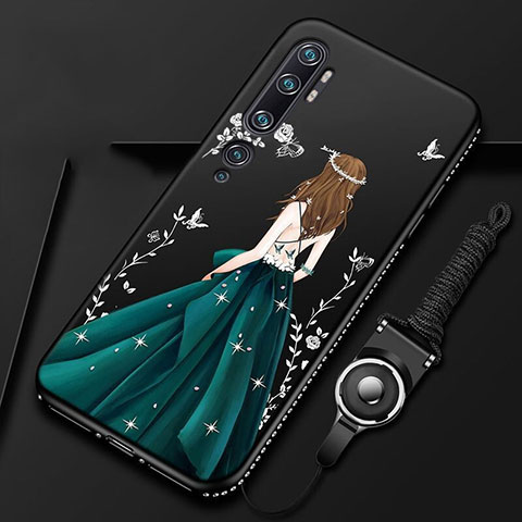 Funda Silicona Gel Goma Vestido de Novia Carcasa S01 para Xiaomi Mi Note 10 Pro Verde