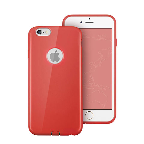Funda Silicona Goma con Agujero para Apple iPhone 6 Rojo