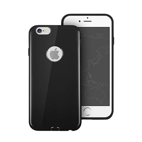 Funda Silicona Goma con Agujero para Apple iPhone 6S Negro