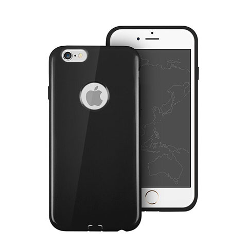 Funda Silicona Goma con Agujero para Apple iPhone 6S Plus Negro