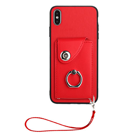 Funda Silicona Goma de Cuero Carcasa BF1 para Apple iPhone Xs Max Rojo