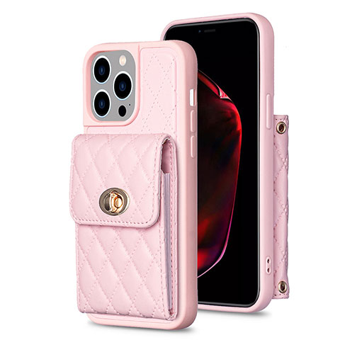 Funda Silicona Goma de Cuero Carcasa BF2 para Apple iPhone 13 Pro Max Oro Rosa