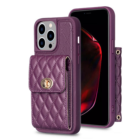 Funda Silicona Goma de Cuero Carcasa BF2 para Apple iPhone 13 Pro Morado