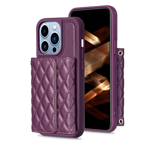 Funda Silicona Goma de Cuero Carcasa BF3 para Apple iPhone 13 Pro Morado