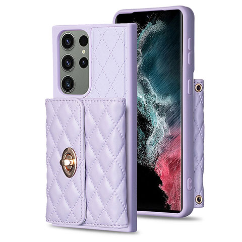 Funda Silicona Goma de Cuero Carcasa BF3 para Samsung Galaxy S22 Ultra 5G Purpura Claro