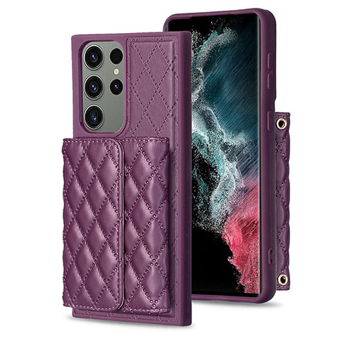 Funda Silicona Goma de Cuero Carcasa BF5 para Samsung Galaxy S22 Ultra 5G Morado