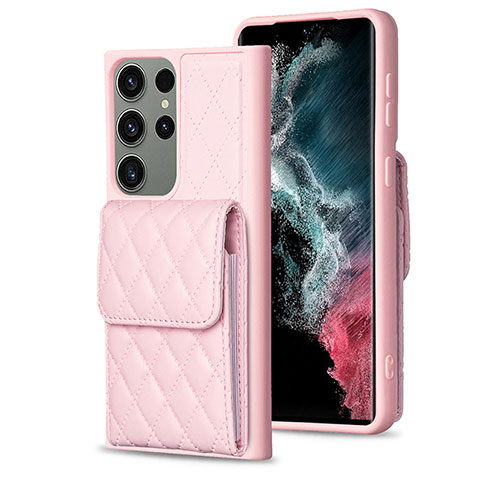 Funda Silicona Goma de Cuero Carcasa BF6 para Samsung Galaxy S22 Ultra 5G Oro Rosa