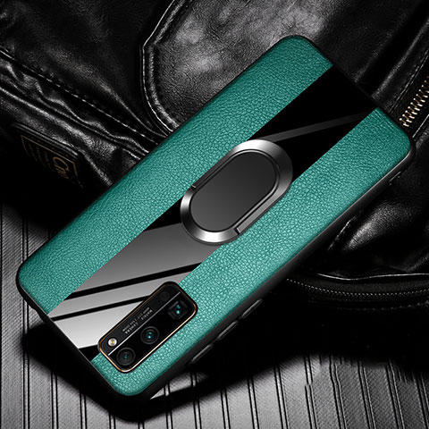 Funda Silicona Goma de Cuero Carcasa con Magnetico Anillo de dedo Soporte para Huawei Honor 30 Pro+ Plus Verde