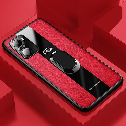 Funda Silicona Goma de Cuero Carcasa con Magnetico Anillo de dedo Soporte PB1 para Xiaomi Mi 11X 5G Rojo