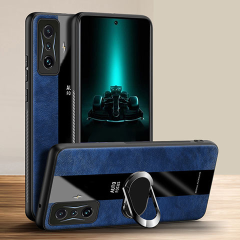 Funda Silicona Goma de Cuero Carcasa con Magnetico Anillo de dedo Soporte PB1 para Xiaomi Poco F4 GT 5G Azul