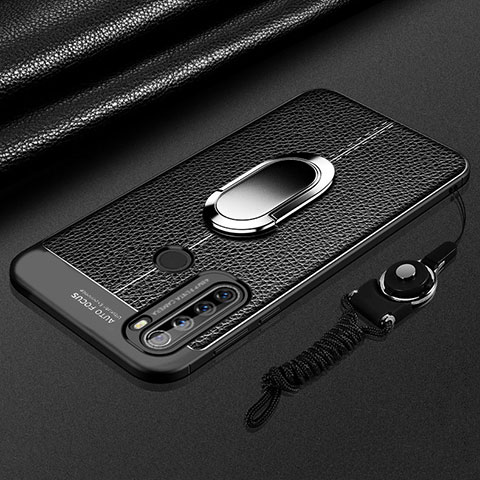 Funda Silicona Goma de Cuero Carcasa con Magnetico Anillo de dedo Soporte S03 para Xiaomi Redmi Note 8 Negro