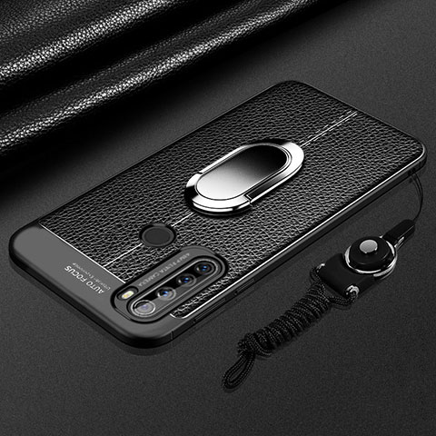 Funda Silicona Goma de Cuero Carcasa con Magnetico Anillo de dedo Soporte S03 para Xiaomi Redmi Note 8T Negro