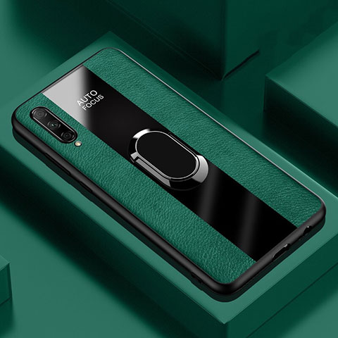 Funda Silicona Goma de Cuero Carcasa con Magnetico Anillo de dedo Soporte S04 para Huawei Honor 9X Pro Verde