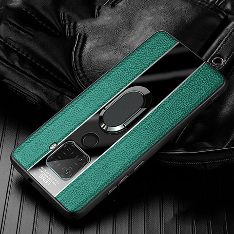 Funda Silicona Goma de Cuero Carcasa con Magnetico Anillo de dedo Soporte S05 para Huawei Mate 30 Lite Verde