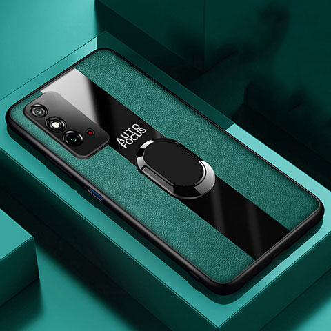Funda Silicona Goma de Cuero Carcasa con Magnetico Anillo de dedo Soporte T01 para Huawei Honor X10 Max 5G Verde