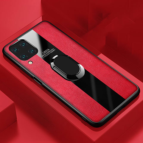 Funda Silicona Goma de Cuero Carcasa con Magnetico Anillo de dedo Soporte T01 para Huawei Nova 7i Rojo